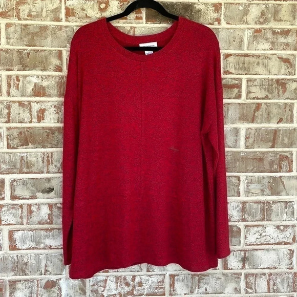 Liz Claiborne Red Heathered Crew Neck Sweater - Picture 1 of 8